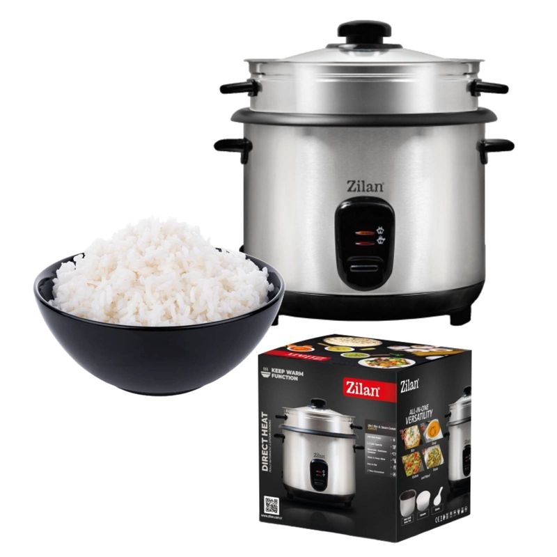 Electronice si Electrocasnice - Electrocasnice bucatarie - Aparate de gatit & desert - Aparate de gatit cu aburi - Aparat de gatit Zilan ZLN9570 2 in 1 pentru gatit orez si alimente la abur, capacitate 1.5L, 500W, sistem anti-alunecare - Infinity.ro
