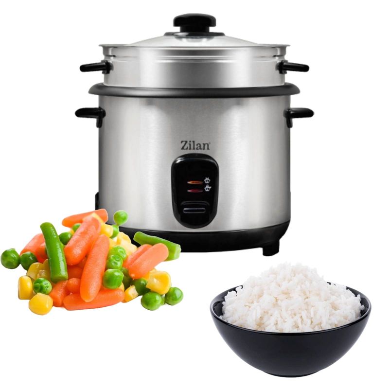 Electronice si Electrocasnice - Electrocasnice bucatarie - Aparate de gatit & desert - Aparate de gatit cu aburi - Aparat de gatit Zilan ZLN9570 2 in 1 pentru gatit orez si alimente la abur, capacitate 1.5L, 500W, sistem anti-alunecare - Infinity.ro