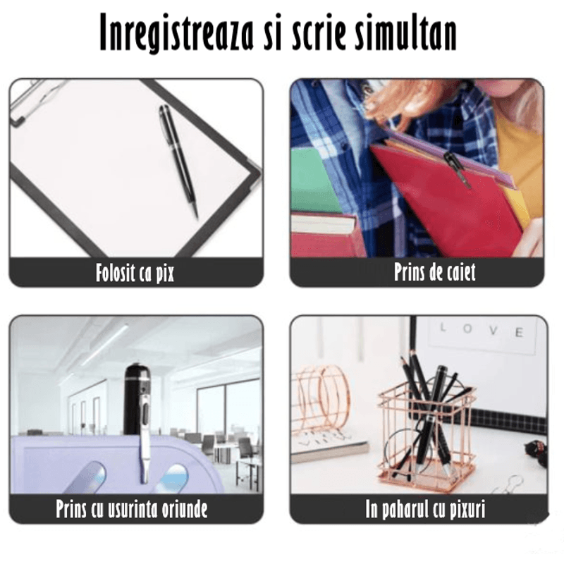 Laptop, Telefoane si Tablete - Wearables si gadgeturi - Gadgeturi - Dispozitive spionaj - Pix Spion cu Camera 1080 Full HD si Microfon, Inregistrare Audio Video, Foto, Aparat Spion cu Camera Ascunsa - Infinity.ro