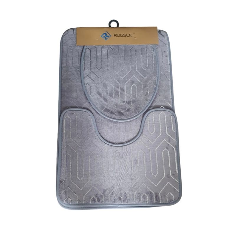 Casa si Gradina - Textile si covoare - Covoare - Covorase baie - Set 3 Covorase pentru baie, Antiderapante, dimensiune 80x50cm culoare Gri/Argintiu ABYZ®™ - Infinity.ro