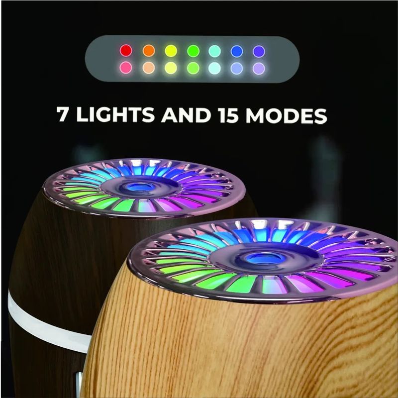 Electronice si Electrocasnice - Climatizare si sisteme de incalzire - Aparate filtrare aer - Umidificatoare - Mini Umidificator Ultrasonic 300ML cu Abur rece, Aromaterapie pentru Casa, Masina, cu Lampa LED, nuanta inchisa de lemn - Infinity.ro