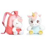 Fashion, accesorii si bijuterii - Copii - Accesorii copii - Genti si rucsacuri copii - Rucsac Mini Unicorn din Plus, cu Design 3D, Potrivit pentru Copii Mici pentru Gradinita sau Scoala Roz deschis - Infinity.ro