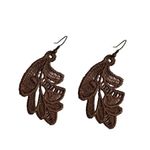 Fashion, accesorii si bijuterii - Femei - Bijuterii femei - Cercei femei - Cercei Brodati Leaf, Ariale, frunze, maro - Infinity.ro