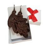 Fashion, accesorii si bijuterii - Femei - Bijuterii femei - Cercei femei - Cercei Brodati Leaf, Ariale, frunze, maro - Infinity.ro