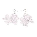 Fashion, accesorii si bijuterii - Femei - Bijuterii femei - Cercei femei - Cercei Brodati Eleganta Florara Ariale, Flori, Alb - Infinity.ro