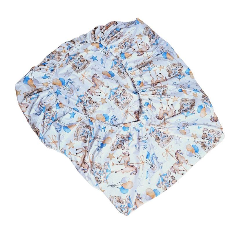 Casa si Gradina - Textile si covoare - Lenjerii de pat - Cearceafuri de pat - Cearceaf de patut cu elastic, Carusel Ariale, 140 x 70 cm, multicolor - Infinity.ro