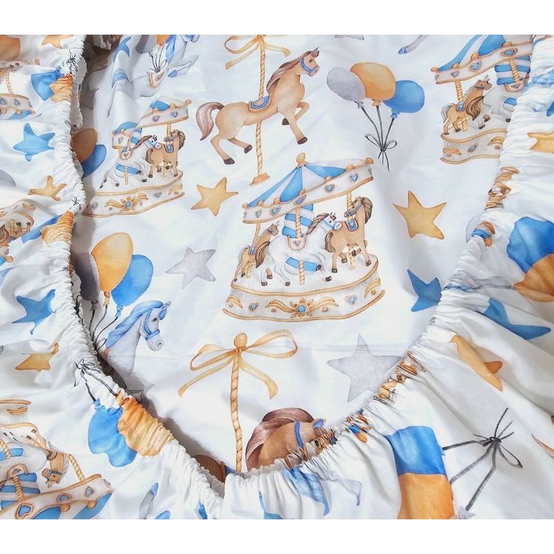 Casa si Gradina - Textile si covoare - Lenjerii de pat - Cearceafuri de pat - Cearceaf de patut cu elastic, Carusel Ariale, 120 x 60 cm, multicolor - Infinity.ro