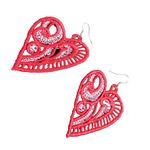 Fashion, accesorii si bijuterii - Femei - Bijuterii femei - Cercei femei - Cercei Brodati Heart, Ariale, inima, rosu - Infinity.ro