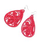 Fashion, accesorii si bijuterii - Femei - Bijuterii femei - Cercei femei - Cercei Brodati Teardrop, Ariale, lacrima, rosu - Infinity.ro