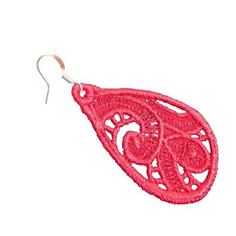 Fashion, accesorii si bijuterii - Femei - Bijuterii femei - Cercei femei - Cercei Brodati Teardrop, Ariale, lacrima, rosu - Infinity.ro