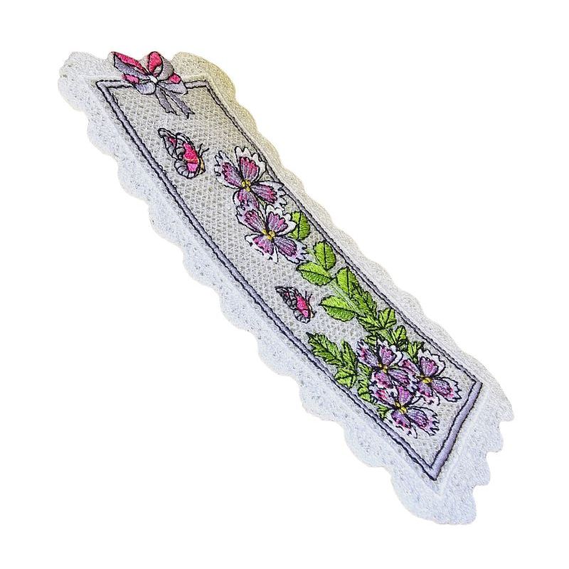 Carti si Birotica - Carti - Accesorii pentru cititori - Semn de carte brodat Garofite ARIALE - Infinity.ro