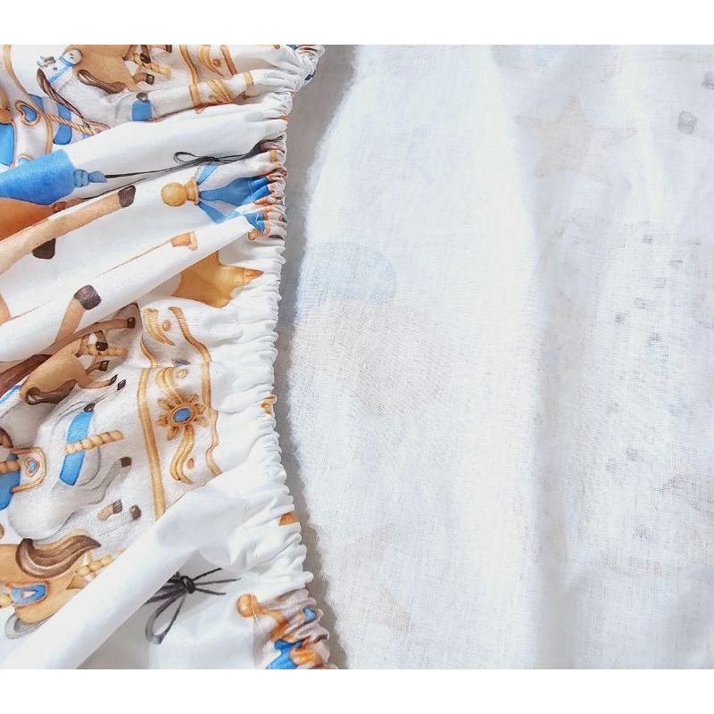 Casa si Gradina - Textile si covoare - Lenjerii de pat - Cearceafuri de pat - Cearceaf de patut cu elastic, Carusel Ariale, 200 x 90 cm, multicolor - Infinity.ro