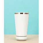 Casa si Gradina - Bucatarie si vesela - Accesorii bar - Termosuri si Cani termos - Cana tip termos cu boxa bluetooth, capacitate 500 ml, capac cu deschizator sticle, incarcare USB, lumina led, alb ABYZ®™ - Infinity.ro