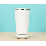 Casa si Gradina - Bucatarie si vesela - Accesorii bar - Termosuri si Cani termos - Cana tip termos cu boxa bluetooth, capacitate 500 ml, capac cu deschizator sticle, incarcare USB, lumina led, alb ABYZ®™ - Infinity.ro