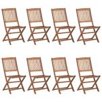 Casa si Gradina - Gradina si terasa - Mobilier exterior - Scaune si sezlonguri gradina - Scaune de gradina pliabile cu perne, 8 buc., lemn masiv acacia, gri taupe, model fără cotieră - Infinity.ro