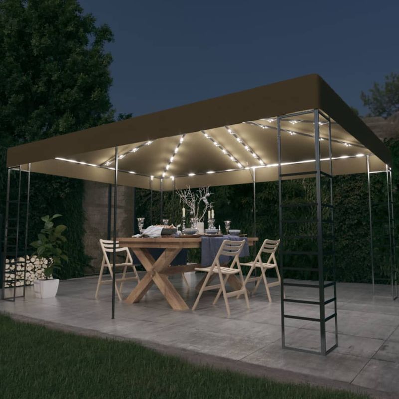 Casa si Gradina - Gradina si terasa - Umbrele si pavilioane - Pavilioane - Pavilion cu siruri de lumini LED, gri taupe, 3x4m - Infinity.ro