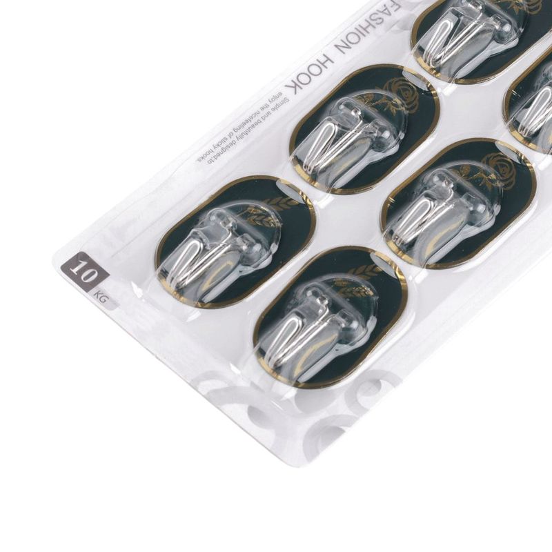 Casa si Gradina - Sanitare - Suporturi si accesorii baie - Accesorii baie - Set 6 carlige metalice autoadezive Crisalida, dimensiune 3,5 x 5,5 cm, Verde auriu - Infinity.ro