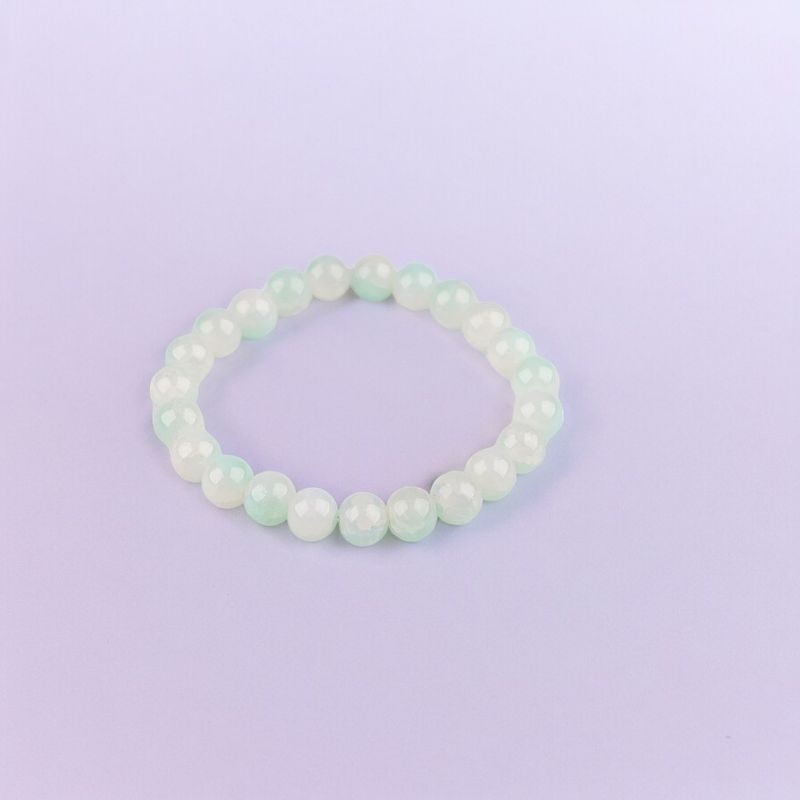 Fashion, accesorii si bijuterii - Femei - Bijuterii femei - Bratari femei - Bratara elastica cu margele de sticla Crisalida, latime 0.8 cm, bicolora, Turcoaz alb - Infinity.ro