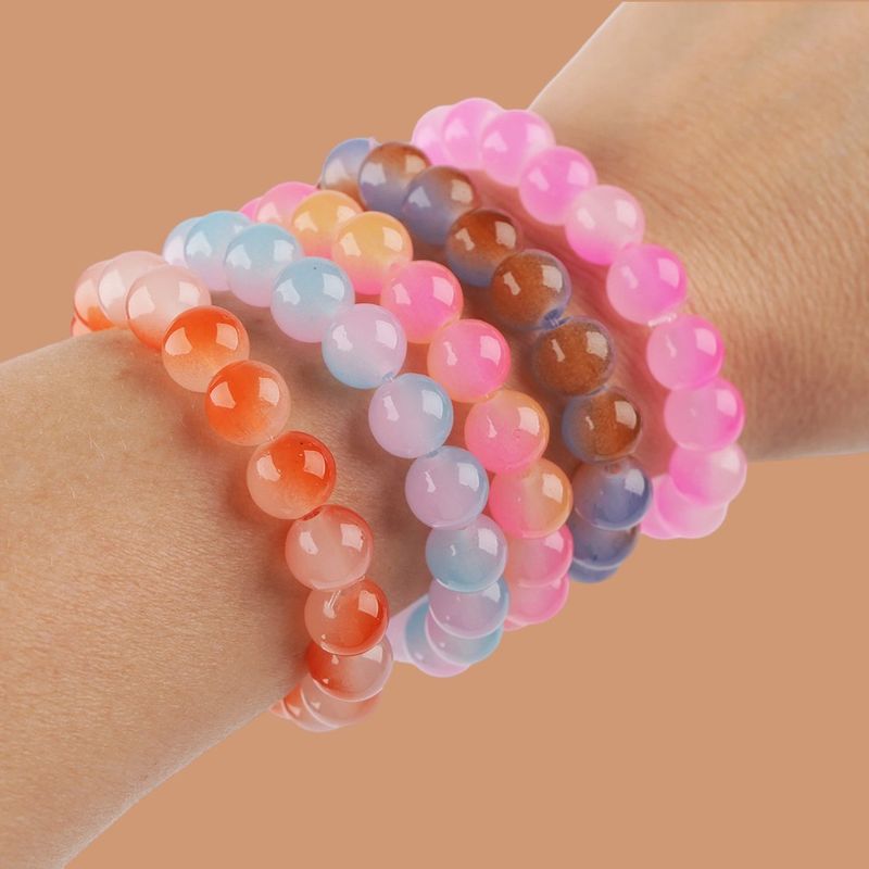 Fashion, accesorii si bijuterii - Femei - Bijuterii femei - Bratari femei - Bratara elastica cu margele de sticla Crisalida, latime 1 cm, bicolora, Maro albastru - Infinity.ro