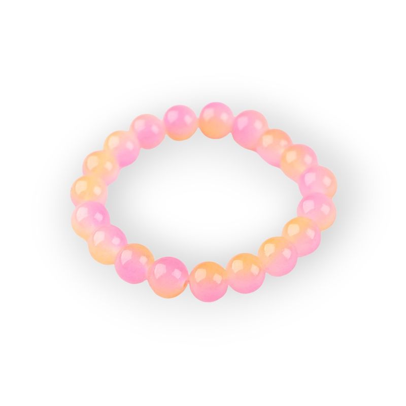 Fashion, accesorii si bijuterii - Femei - Bijuterii femei - Bratari femei - Bratara elastica cu margele de sticla Crisalida, latime 1 cm, bicolora, Roz portocaliu - Infinity.ro