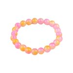 Fashion, accesorii si bijuterii - Femei - Bijuterii femei - Bratari femei - Bratara elastica cu margele de sticla Crisalida, latime 0.8 cm, bicolora, Roz galben - Infinity.ro