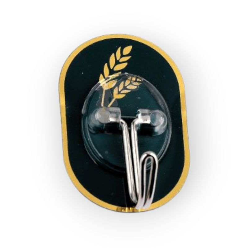 Casa si Gradina - Sanitare - Suporturi si accesorii baie - Accesorii baie - Set 6 carlige metalice autoadezive Crisalida, dimensiune 3,5 x 5,5 cm, Verde auriu - Infinity.ro