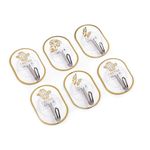 Casa si Gradina - Sanitare - Suporturi si accesorii baie - Accesorii baie - Set 6 carlige metalice autoadezive Crisalida, dimensiune 3,5 x 5,5 cm, Alb auriu - Infinity.ro