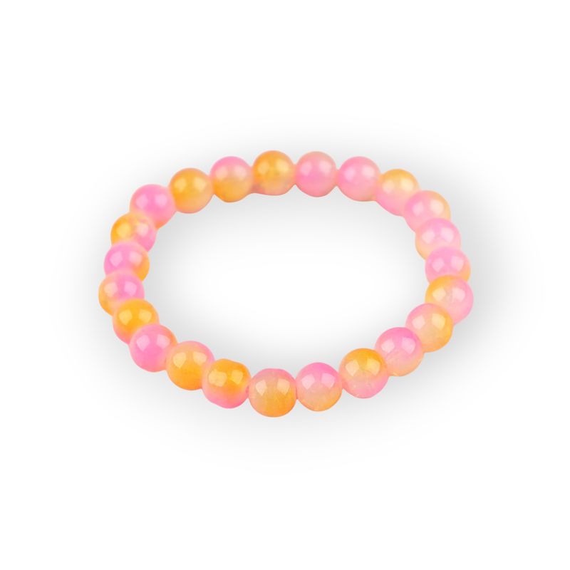 Fashion, accesorii si bijuterii - Femei - Bijuterii femei - Bratari femei - Bratara elastica cu margele de sticla Crisalida, latime 0.8 cm, bicolora, Roz galben - Infinity.ro