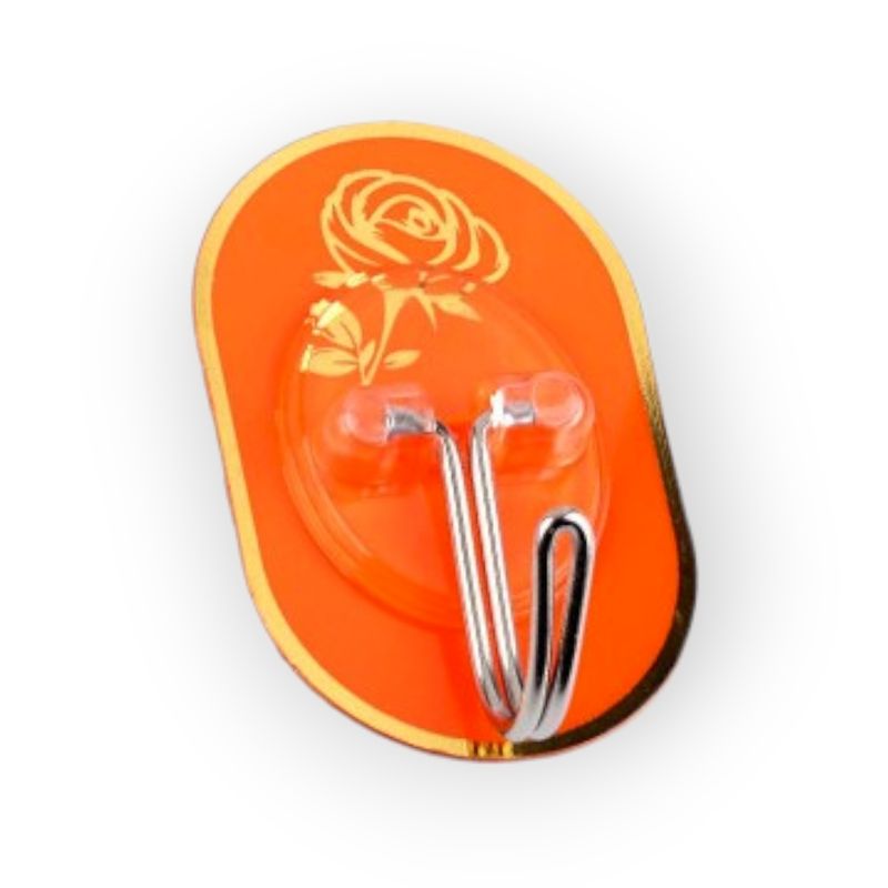 Casa si Gradina - Sanitare - Suporturi si accesorii baie - Accesorii baie - Set 6 carlige metalice autoadezive Crisalida, dimensiune 3,5 x 5,5 cm, Portocaliu auriu - Infinity.ro