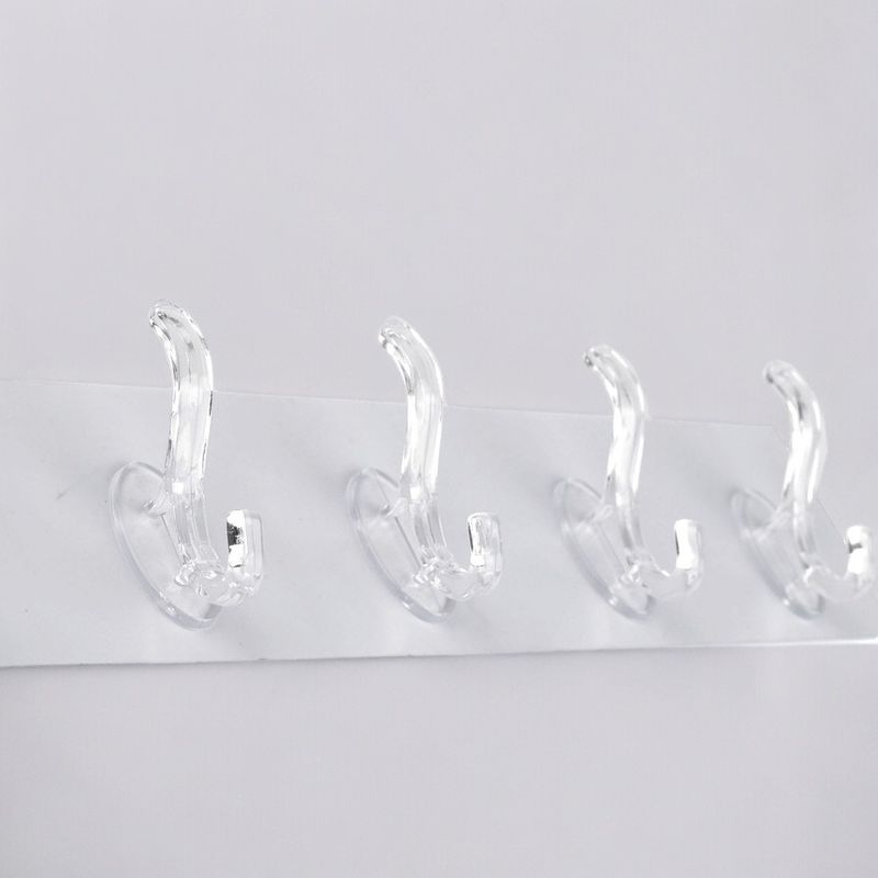 Casa si Gradina - Sanitare - Suporturi si accesorii baie - Accesorii baie - Banda autoadeziva cu 6 carlige din plastic Crisalida, dimensiune 6,3 x 35 cm, Transparent - Infinity.ro