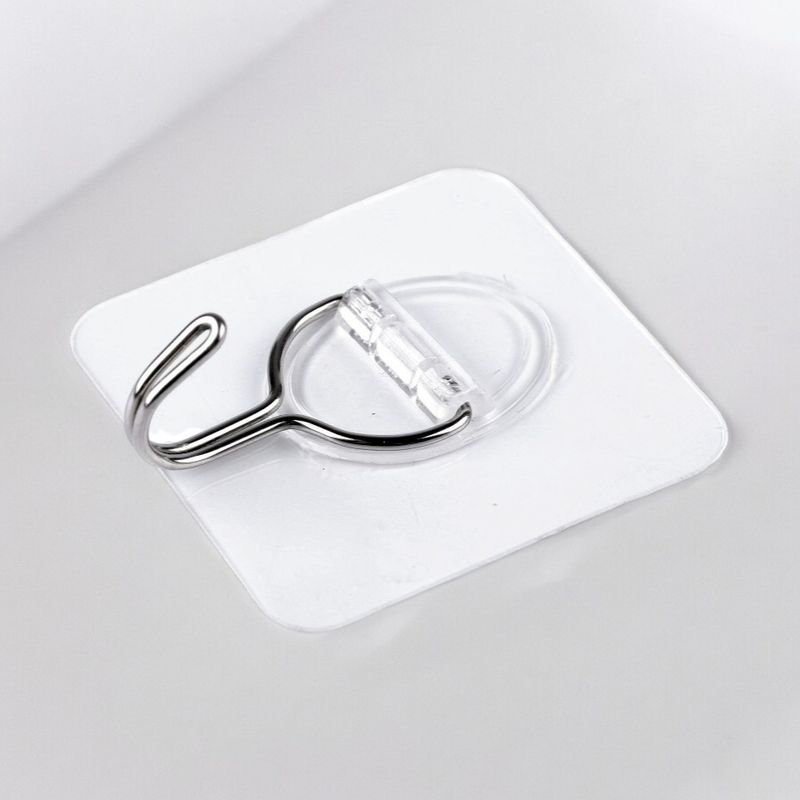 Casa si Gradina - Sanitare - Suporturi si accesorii baie - Accesorii baie - Set 3 carlige metalice autoadezive Crisalida, dimensiune 5.9 x 5.9 cm, Transparent - Infinity.ro