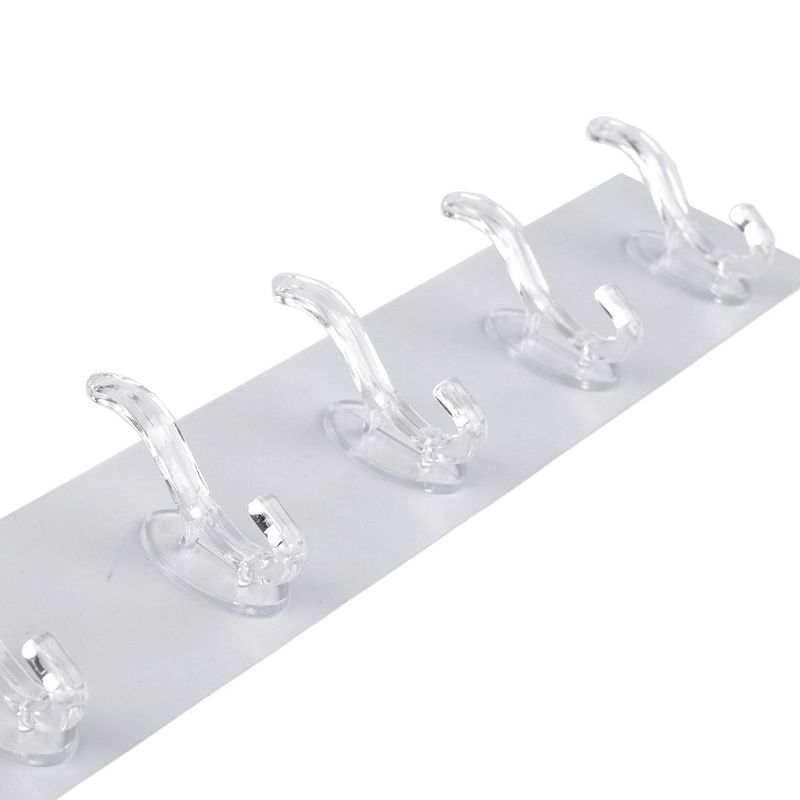 Casa si Gradina - Sanitare - Suporturi si accesorii baie - Accesorii baie - Banda autoadeziva cu 6 carlige din plastic Crisalida, dimensiune 6,3 x 35 cm, Transparent - Infinity.ro