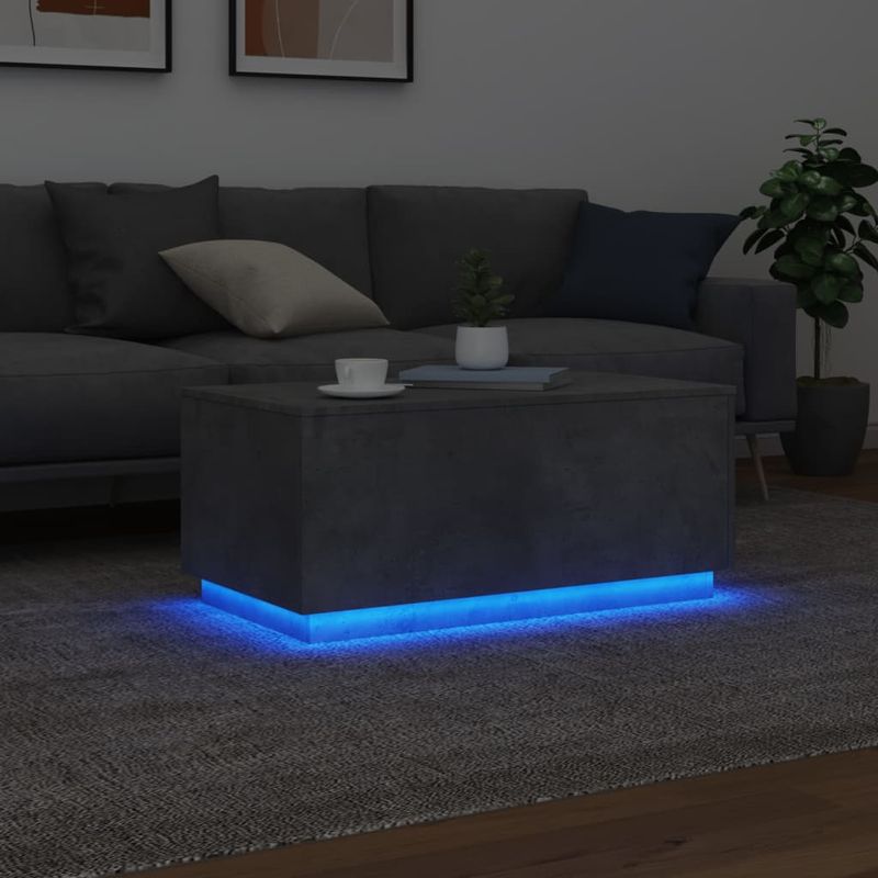 Casa si Gradina - Mobilier - Mese si birouri - Masute de cafea - Masuta de cafea cu lumini LED, gri beton, 90x50x40 cm - Infinity.ro