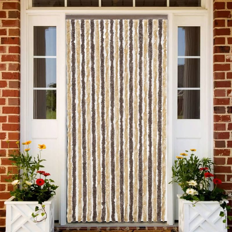 Casa si Gradina - Textile si covoare - Rulouri si jaluzele - Perdea pentru insecte, maro inchis si bej, 56x200 cm, chenille - Infinity.ro