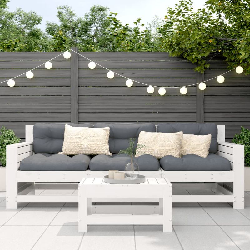 Casa si Gradina - Gradina si terasa - Mobilier exterior - Canapele si fotolii gradina - Taburet de gradina, alb, 62x30x32 cm, lemn masiv de pin - Infinity.ro