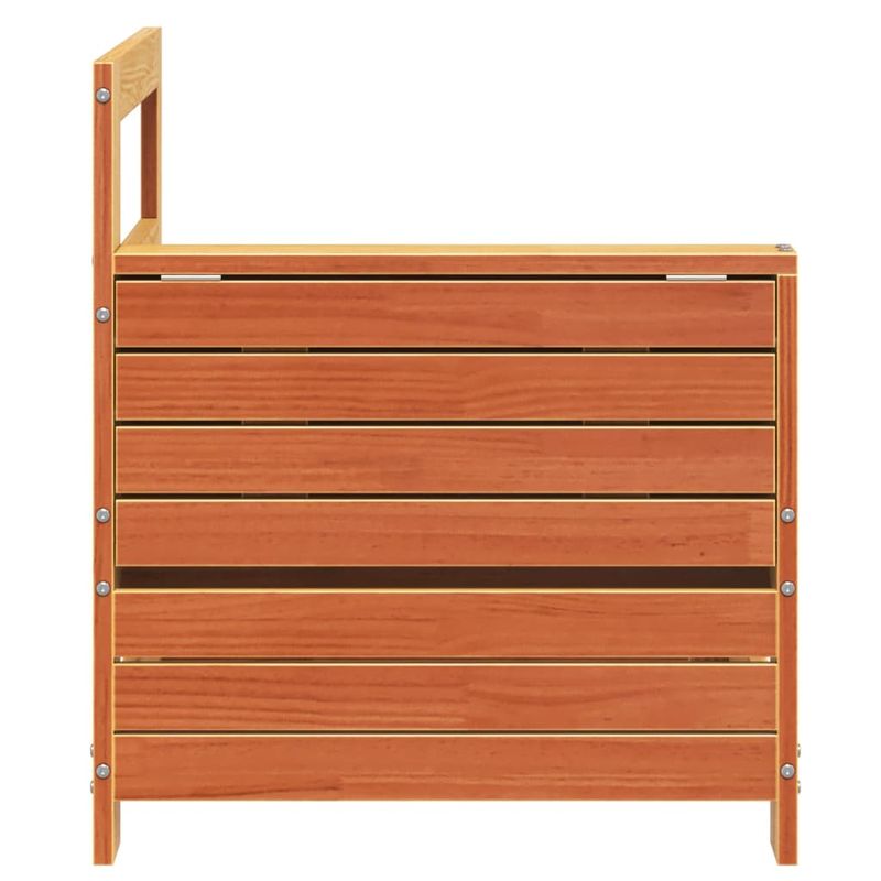 Casa si Gradina - Gradina si terasa - Mobilier exterior - Canapele si fotolii gradina - Canapea cu cotiera de gradina, cu masa laterala, lemn masiv pin, lemn de pin maro - Infinity.ro