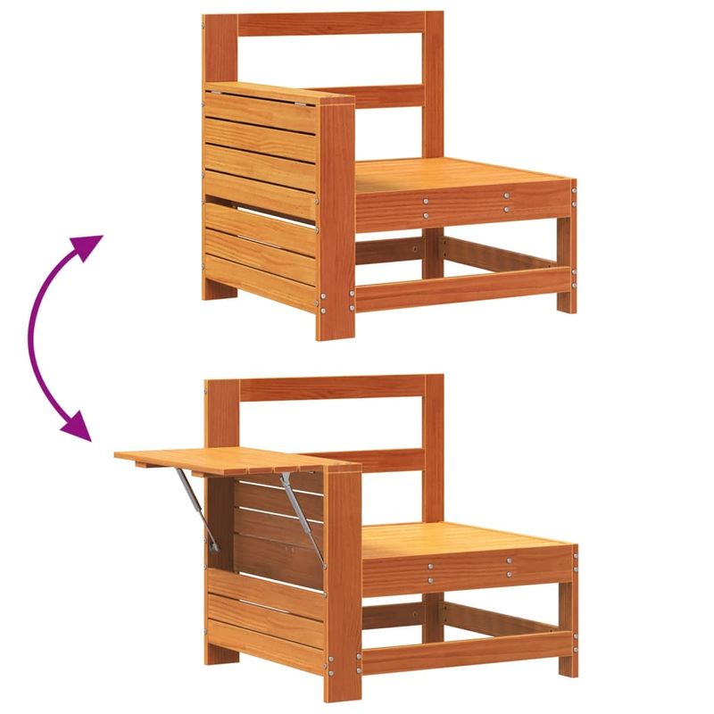 Casa si Gradina - Gradina si terasa - Mobilier exterior - Canapele si fotolii gradina - Canapea cu cotiera de gradina, cu masa laterala, lemn masiv pin, lemn de pin maro - Infinity.ro