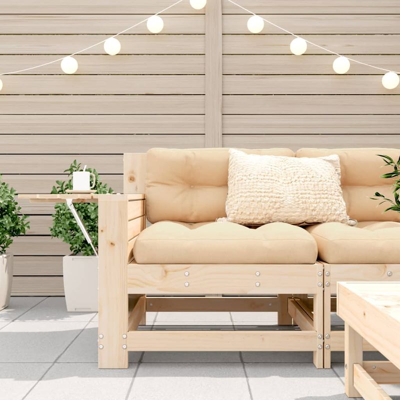 Casa si Gradina - Gradina si terasa - Mobilier exterior - Canapele si fotolii gradina - Canapea gradina cotiera cu perne, lemn masiv de pin - Infinity.ro