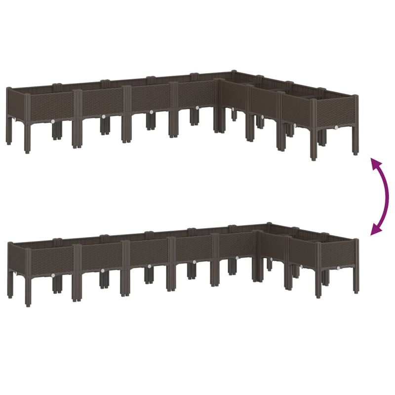 Casa si Gradina - Gradinarit si plante - Plante si ghivece - Ghivece si suporturi - Jardiniera de gradina cu picioare, maro, 200x160x42 cm, PP - Infinity.ro