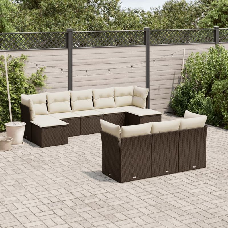 Casa si Gradina - Gradina si terasa - Mobilier exterior - Seturi mobila gradina - Set canapele de gradina cu perne, 10 piese, maro, poliratan - Infinity.ro