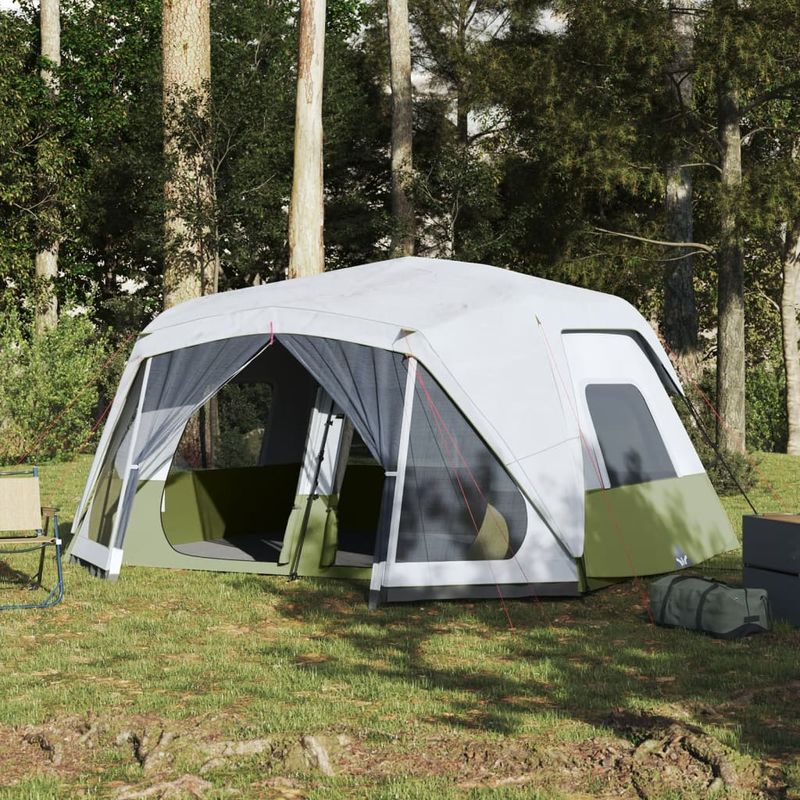 Sport si Outdoor - Camping - Corturi camping - Cort de camping cu lumina LED pentru 10 persoane, verde deschis - Infinity.ro