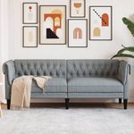 Casa si Gradina - Mobilier - Canapele si coltare - Canapele - Canapea Chesterfield cu 3 locuri, gri deschis, material textil - Infinity.ro
