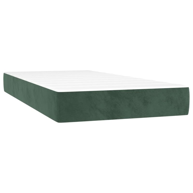Casa si Gradina - Mobilier - Paturi si accesorii - Paturi - Pat cu arcuri, saltea si LED, verde inchis, 120x190 cm, catifea - Infinity.ro