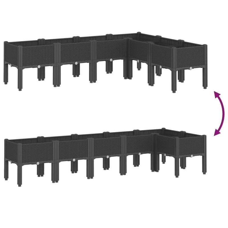 Casa si Gradina - Gradinarit si plante - Plante si ghivece - Ghivece si suporturi - Jardiniera de gradina cu picioare, negru, 160x120x42 cm, PP - Infinity.ro