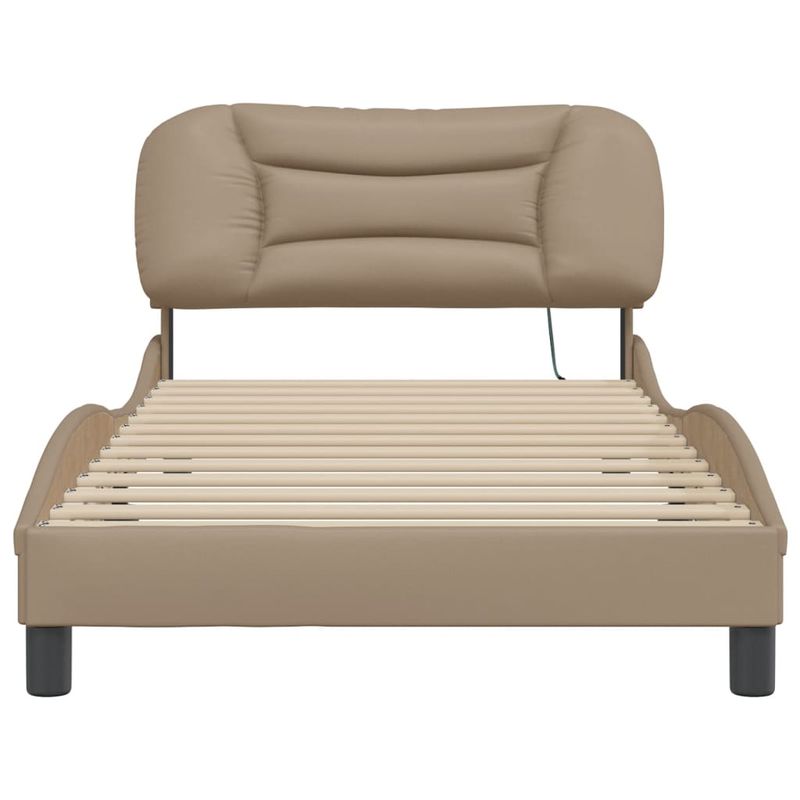 Casa si Gradina - Mobilier - Paturi si accesorii - Paturi - Cadru de pat cu LED, cappuccino, 100x200 cm, piele ecologica - Infinity.ro