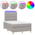 Casa si Gradina - Mobilier - Paturi si accesorii - Paturi - Pat cu arcuri, saltea si LED, gri deschis, 120x190 cm, textil - Infinity.ro