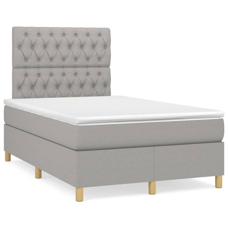 Casa si Gradina - Mobilier - Paturi si accesorii - Paturi - Pat cu arcuri, saltea si LED, gri deschis, 120x190 cm, textil - Infinity.ro