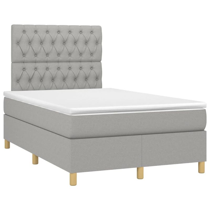 Casa si Gradina - Mobilier - Paturi si accesorii - Paturi - Pat cu arcuri, saltea si LED, gri deschis, 120x190 cm, textil - Infinity.ro