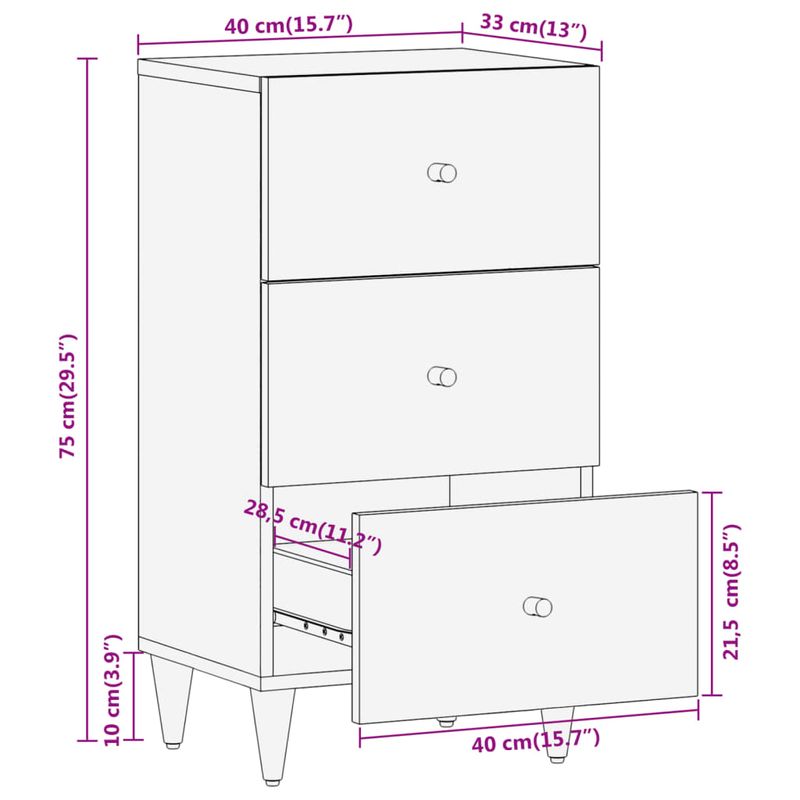 Casa si Gradina - Mobilier - Comode si corpuri - Comode - Dulap lateral, 40x33x75 cm, lemn masiv de mango - Infinity.ro