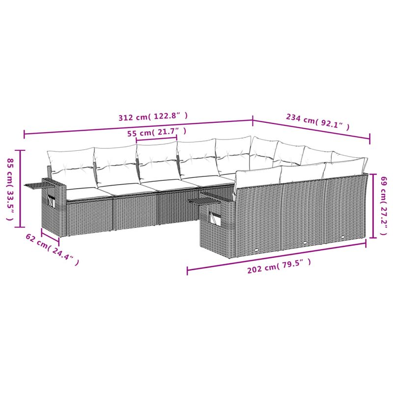 Casa si Gradina - Gradina si terasa - Mobilier exterior - Seturi mobila gradina - Set canapele de gradina cu perne, 10 piese, maro, poliratan - Infinity.ro